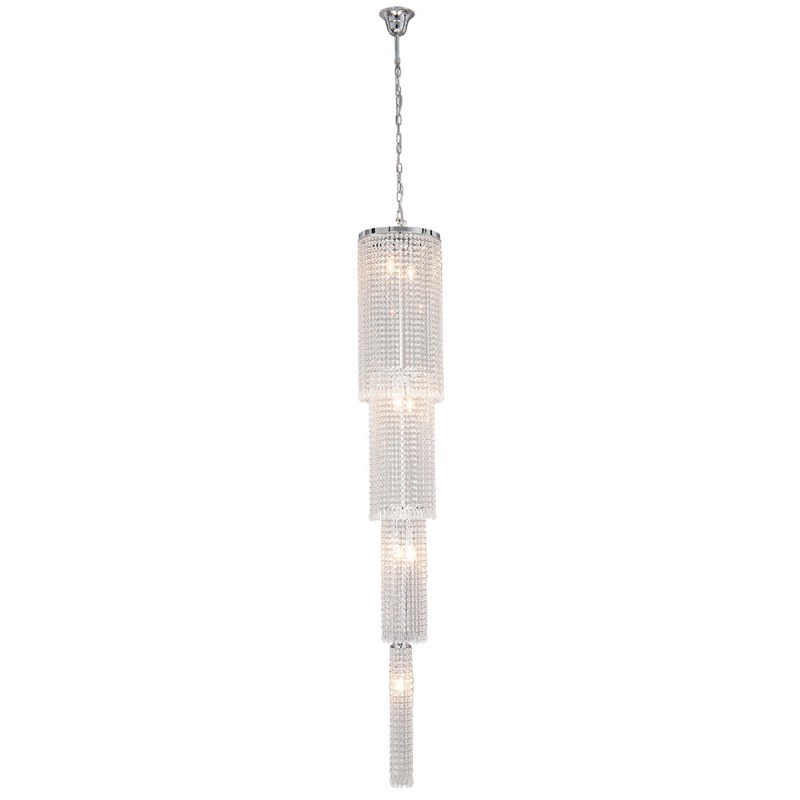 clayre & eef 5LL-CR114 Kroonluchter Ø 30x185/245 cm Zilverkleurig IJzer Driehoek Hanglamp