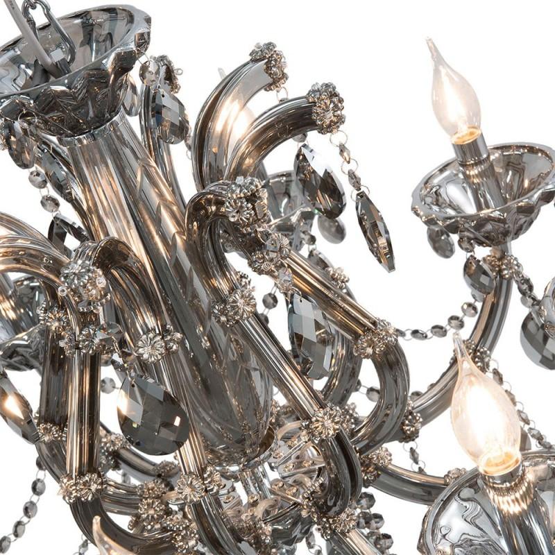 Clayre & Eef 5LL-CR116 Kroonluchter Ø 70x60/185 Cm Zilverkleurig IJzer Hanglamp