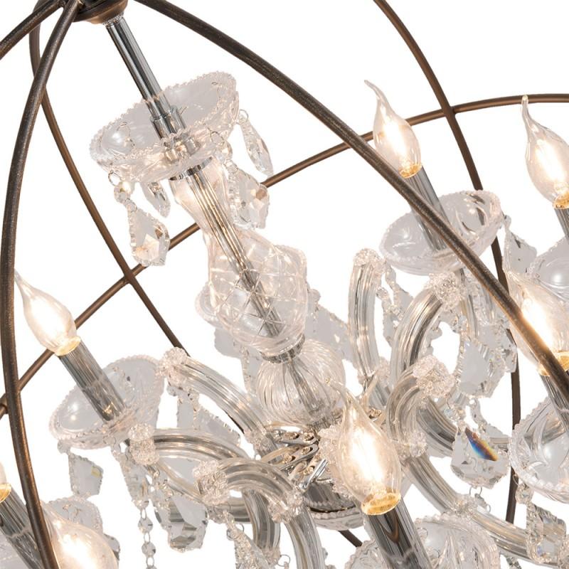 Clayre & Eef 5LL-CR120 Kroonluchter Ø 66x70/190 Cm E14/max 8x40W Transparant Metaal Rond Hanglamp