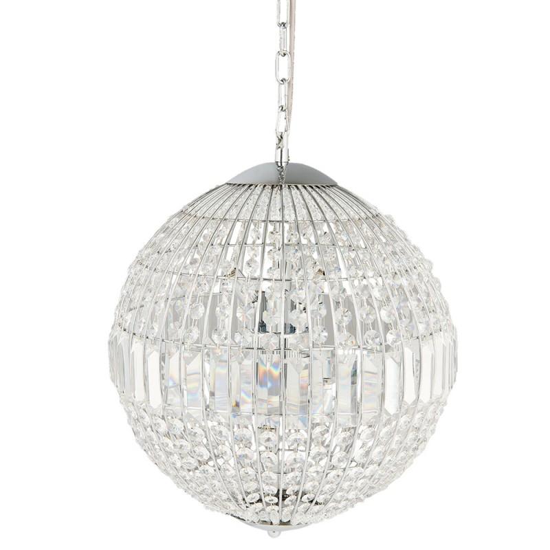 Clayre & Eef 5LL-CR124 Kroonluchter Ø 40x48 Cm Zilverkleurig Metaal Rond Hanglamp