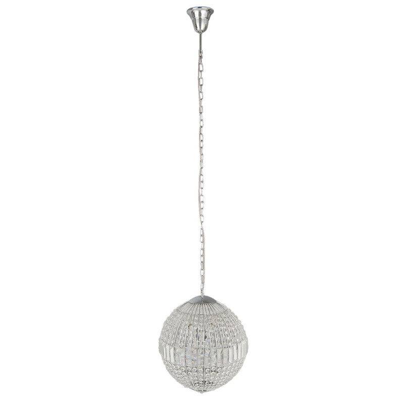 Clayre & Eef 5LL-CR124 Kroonluchter Ø 40x48 Cm Zilverkleurig Metaal Rond Hanglamp