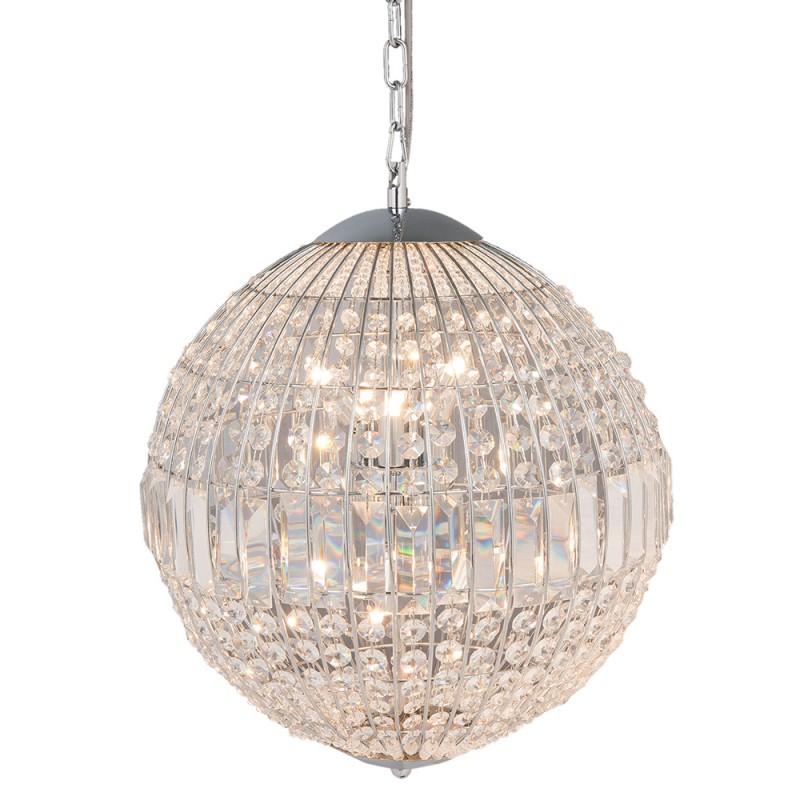 clayre & eef 5LL-CR124 Kroonluchter Ø 40x48 cm Zilverkleurig Metaal Rond Hanglamp
