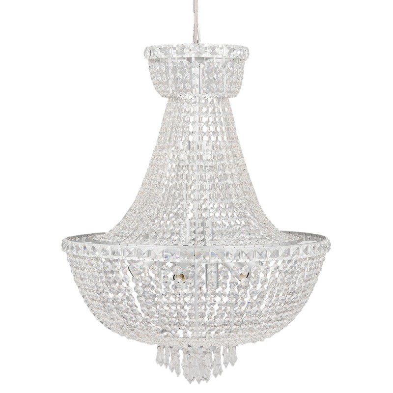 Clayre & Eef 5LL-CR125 Kroonluchter Ø 63x78 Cm Zilverkleurig Metaal Hanglamp