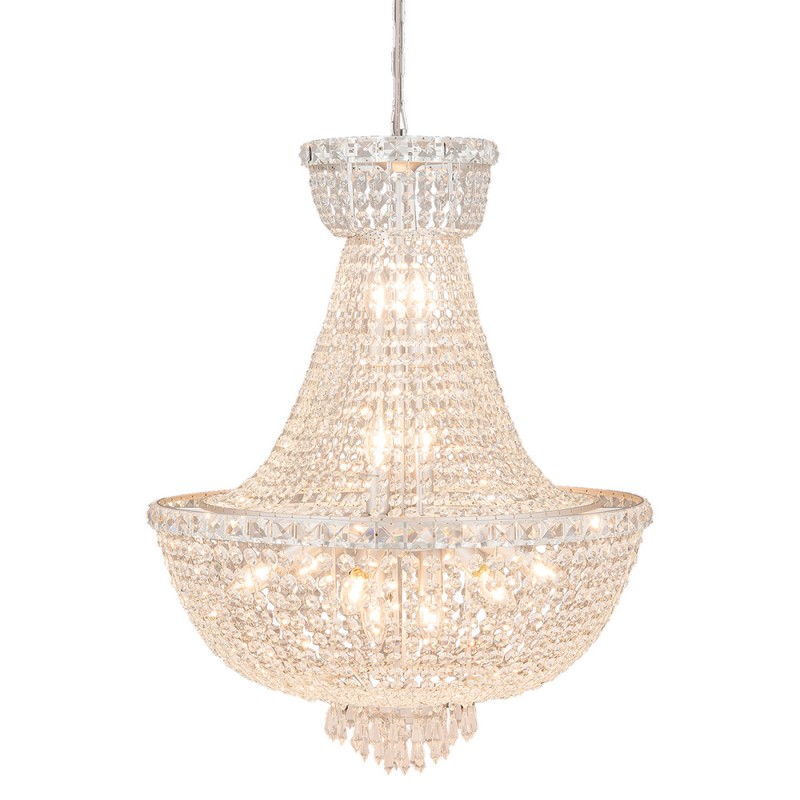 clayre & eef 5LL-CR125 Kroonluchter Ø 63x78 cm Zilverkleurig Metaal Hanglamp