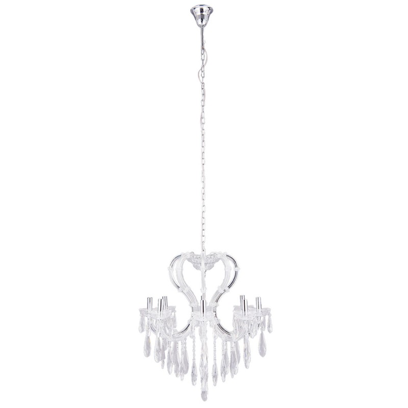 Clayre & Eef 5LL-CR126 Kroonluchter Ø 70x78/200 Cm Wit Metaal Hanglamp