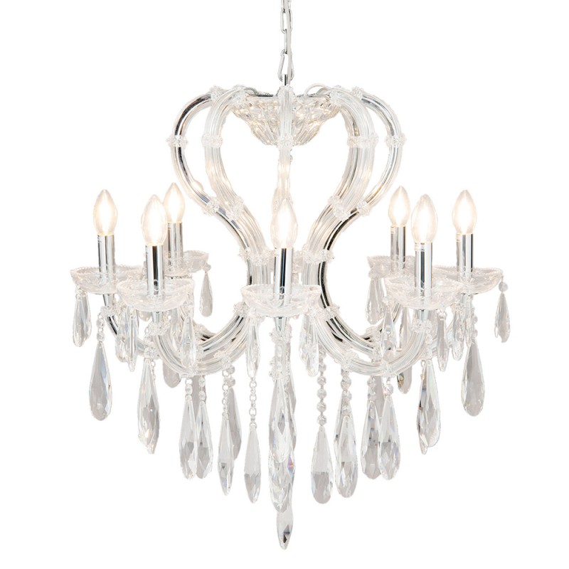 clayre & eef 5LL-CR126 Kroonluchter Ø 70x78/200 cm Wit Metaal Hanglamp