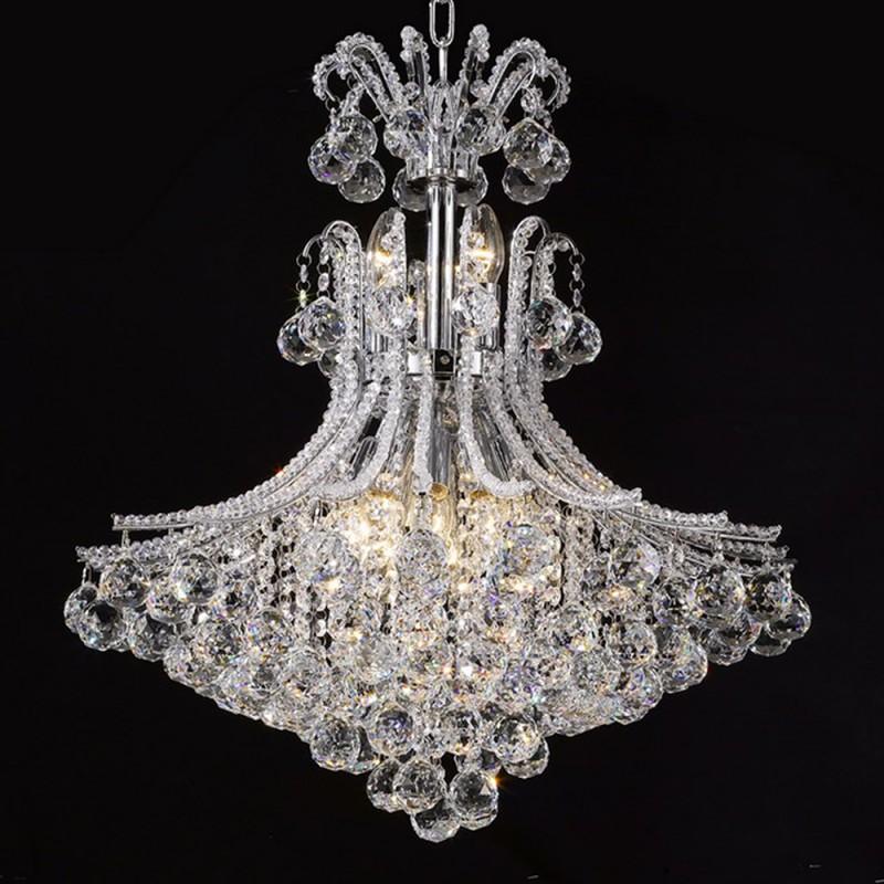 Clayre & Eef 5LL-CR129 Kroonluchter Ø 62x63 Cm Transparant IJzer Hanglamp