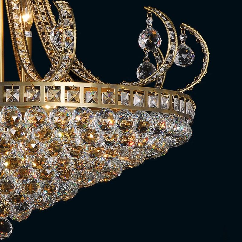 Clayre & Eef 5LL-CR29 Kroonluchter Ø 80x60/182 Cm Goudkleurig IJzer Hanglamp