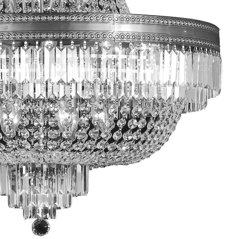 Clayre & Eef 5LL-CR43 Kroonluchter Ø 80x105/220 Cm Transparant IJzer Hanglamp