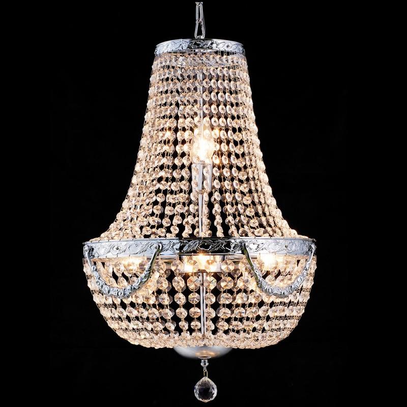 clayre & eef 5LL-CR48 Kroonluchter Ø 40x64-184 cm Zilverkleurig IJzer Hanglamp