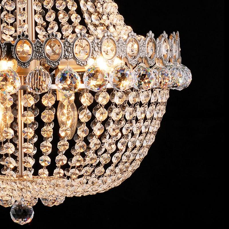 Clayre & Eef 5LL-CR55 Kroonluchter Ø 60x85/200 Cm Transparant IJzer Hanglamp