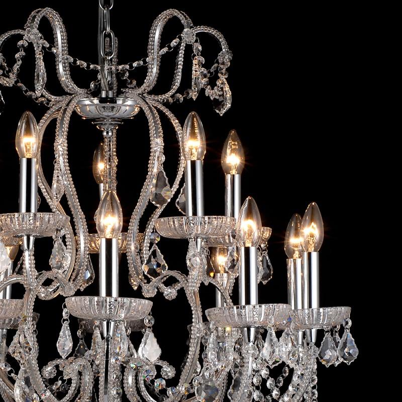 Clayre & Eef 5LL-CR62 Kroonluchter Ø 71x80 Cm Transparant IJzer Hanglamp