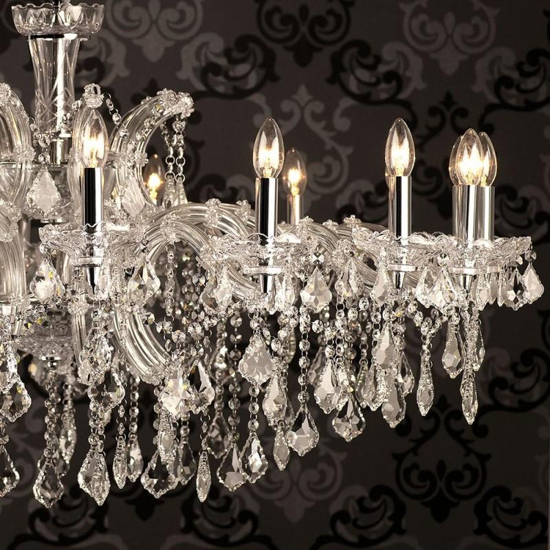 Clayre & Eef 5LL-CR63 Kroonluchter Ø 120x64 Cm Transparant IJzer Hanglamp