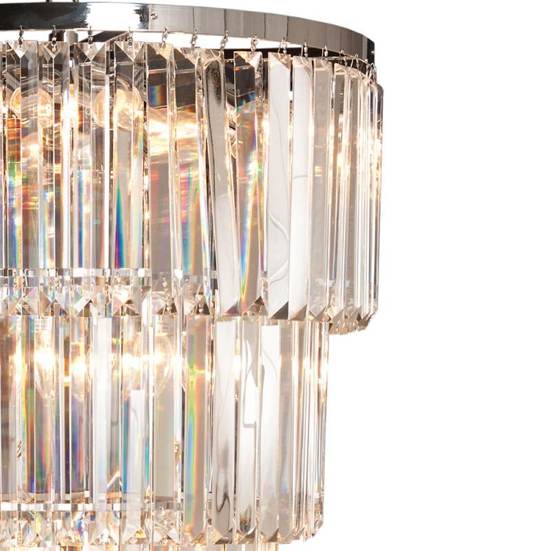 Clayre & Eef 5LL-CR84 Kroonluchter Ø 65x96 Cm Transparant IJzer Hanglamp