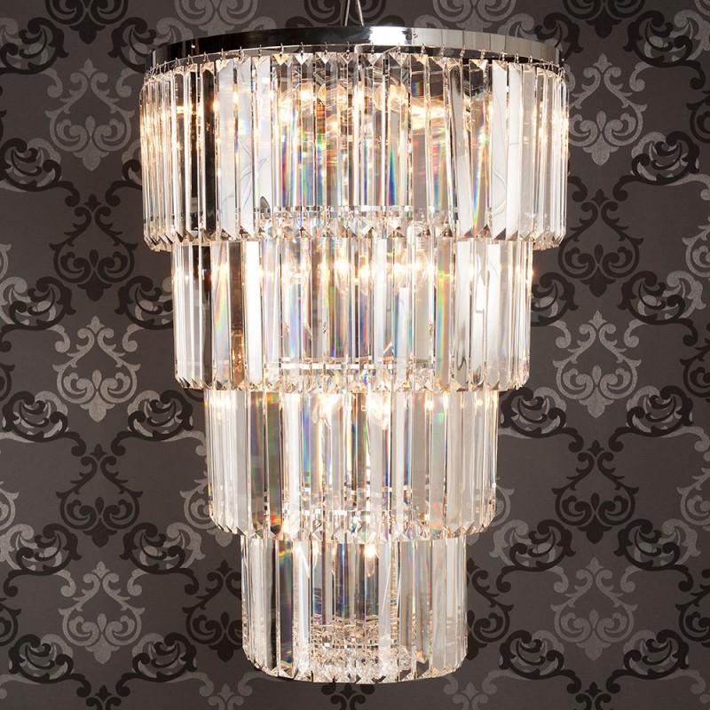 Clayre & Eef 5LL-CR84 Kroonluchter Ø 65x96 Cm Transparant IJzer Hanglamp