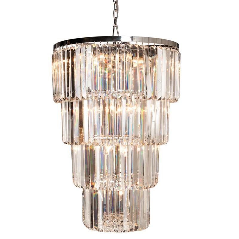 clayre & eef 5LL-CR84 Kroonluchter Ø 65x96 cm Transparant IJzer Hanglamp
