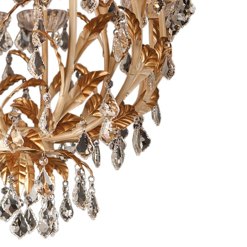 Clayre & Eef 5LL-CR88 Kroonluchter Ø 65x85 Cm E14/max 8x40W Goudkleurig IJzer Hanglamp