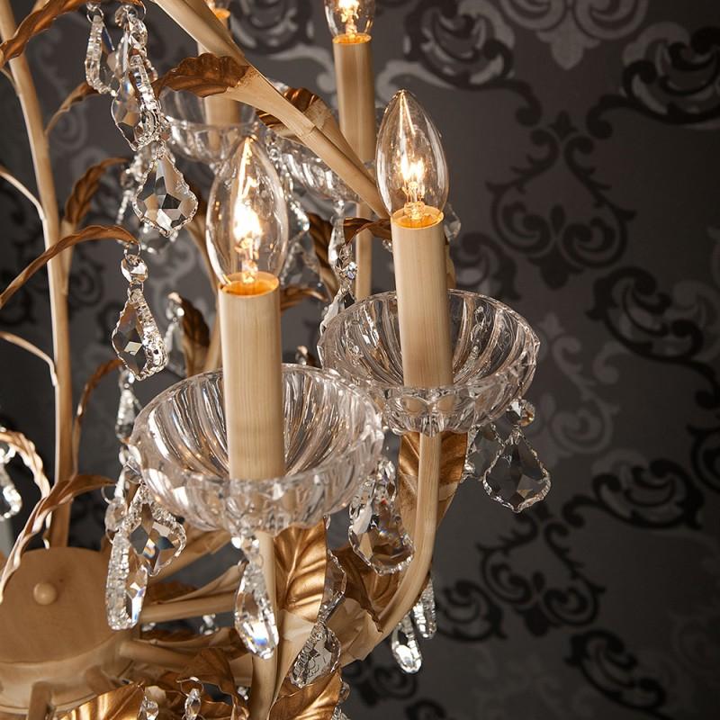 Clayre & Eef 5LL-CR88 Kroonluchter Ø 65x85 Cm E14/max 8x40W Goudkleurig IJzer Hanglamp