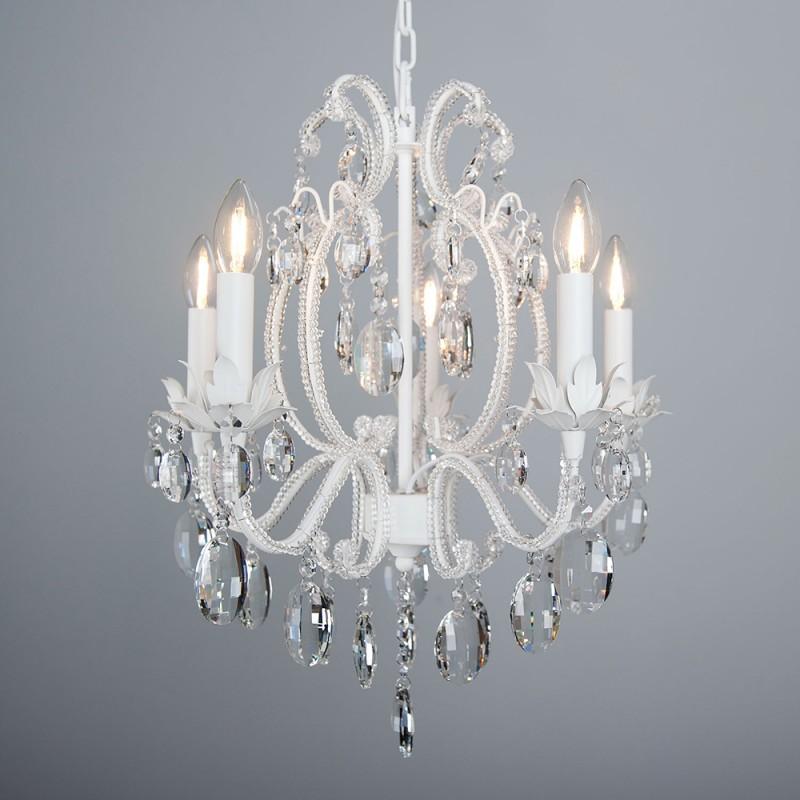 Clayre & Eef 5LL-CR93 Kroonluchter Ø 50x56 Cm Transparant IJzer Hanglamp