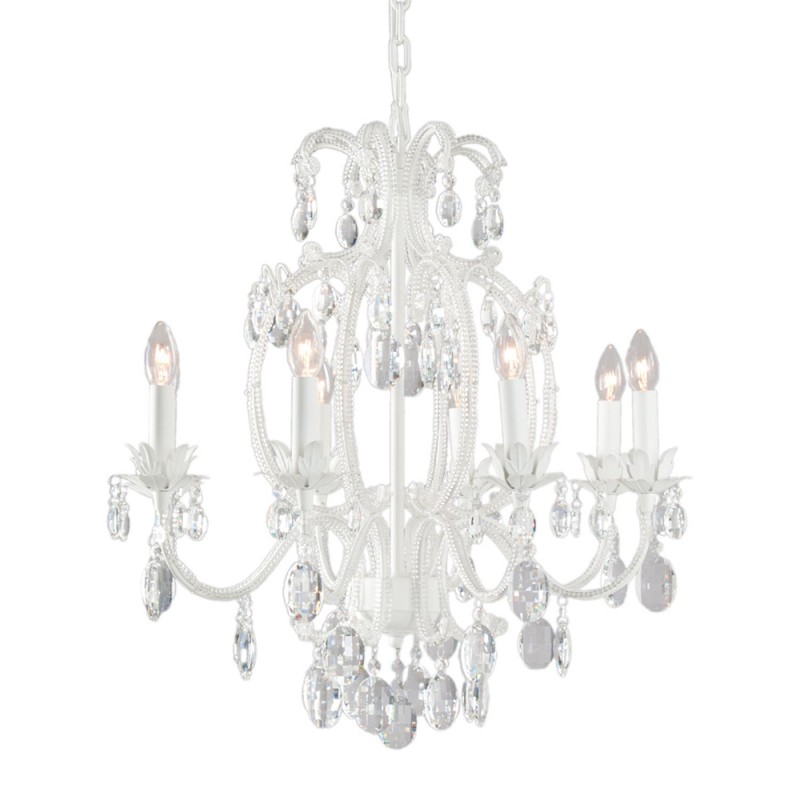 clayre & eef 5LL-CR94 Kroonluchter Ø 70x70 cm Transparant IJzer Hanglamp