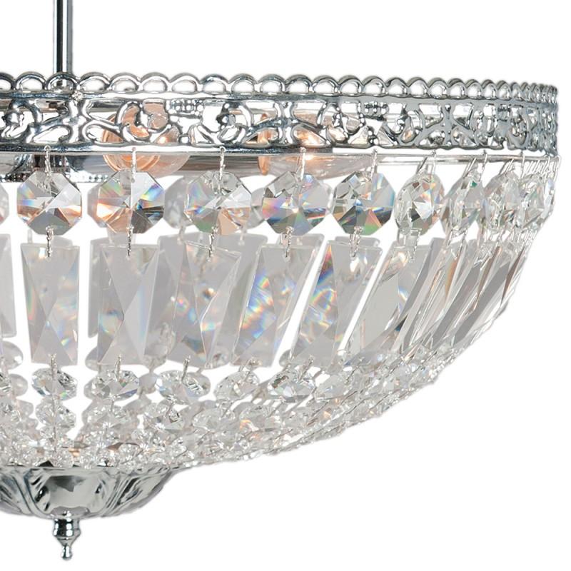 Clayre & Eef 5LL-CR97 Plafondlamp Kristal Ø 47x38 Cm Transparant IJzer Plafonniere