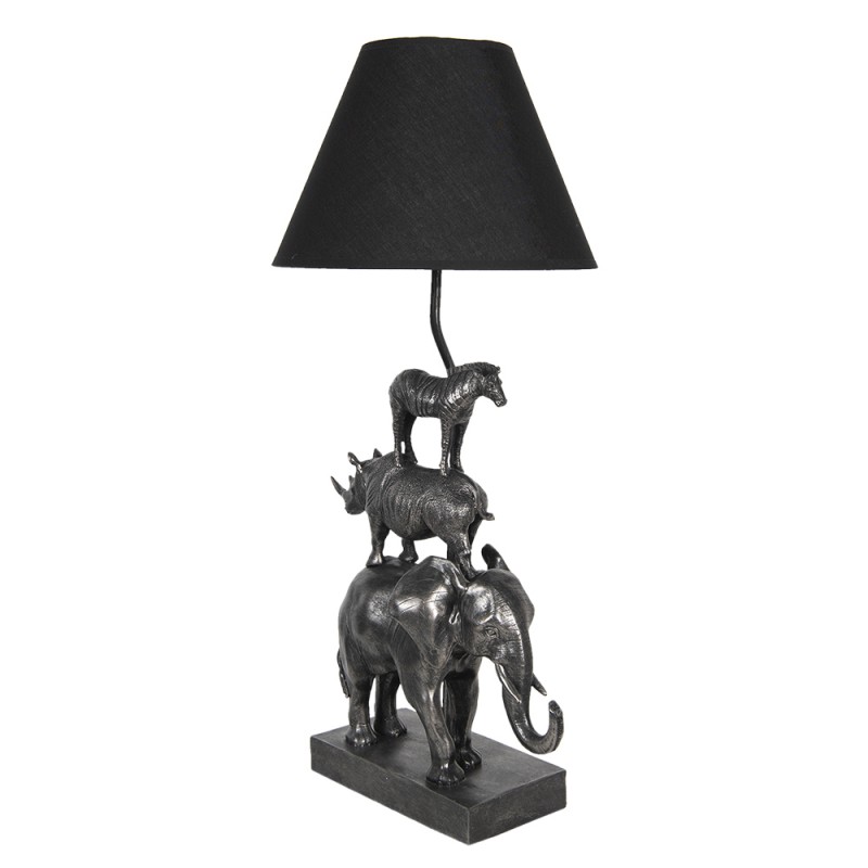 Clayre & Eef 5LMC0003 Tafellamp Olifant 32x27x65 Cm Zwart Kunststof Bureaulamp