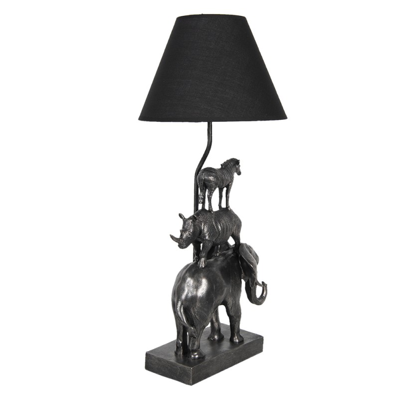 Clayre & Eef 5LMC0003 Tafellamp Olifant 32x27x65 Cm Zwart Kunststof Bureaulamp