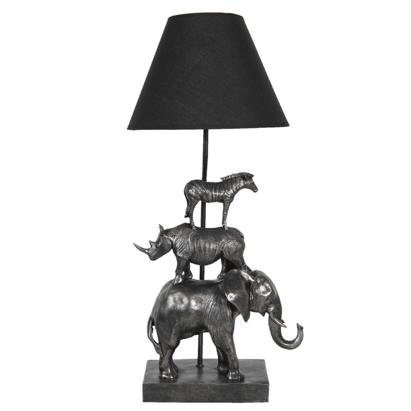 clayre & eef 5LMC0003 Tafellamp Olifant 32x27x65 cm Zwart Kunststof Bureaulamp