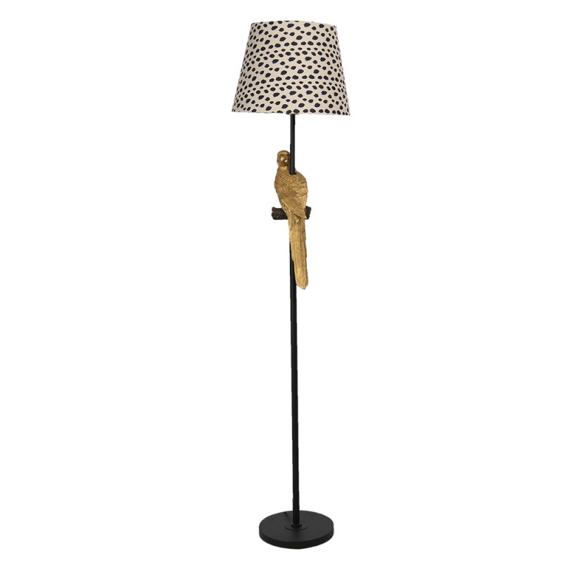 Clayre & Eef 5LMC0005 Vloerlamp Ø 37x165 Cm Zwart Beige Kunststof Rechthoek Staande Lamp