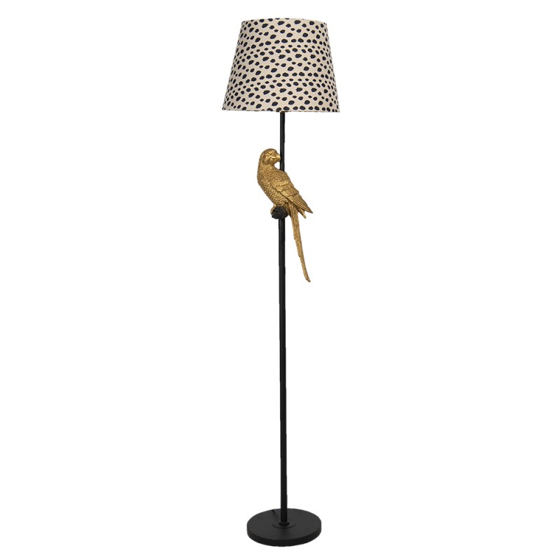clayre & eef 5LMC0005 Vloerlamp Ø 37x165 cm Zwart Beige Kunststof Rechthoek Staande Lamp