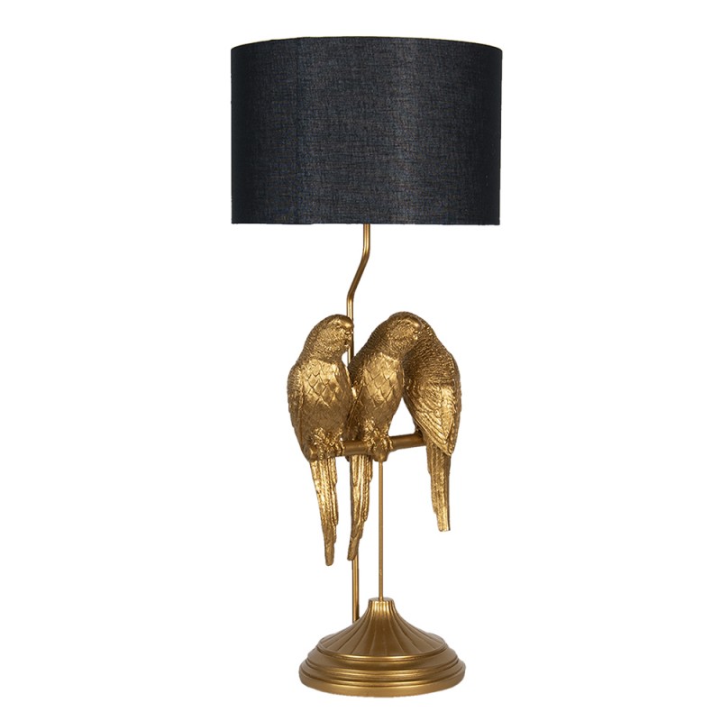 Clayre & Eef 5LMC0006 Tafellamp Ø 33x79 Cm Goudkleurig Kunststof Papegaai Rond Bureaulamp