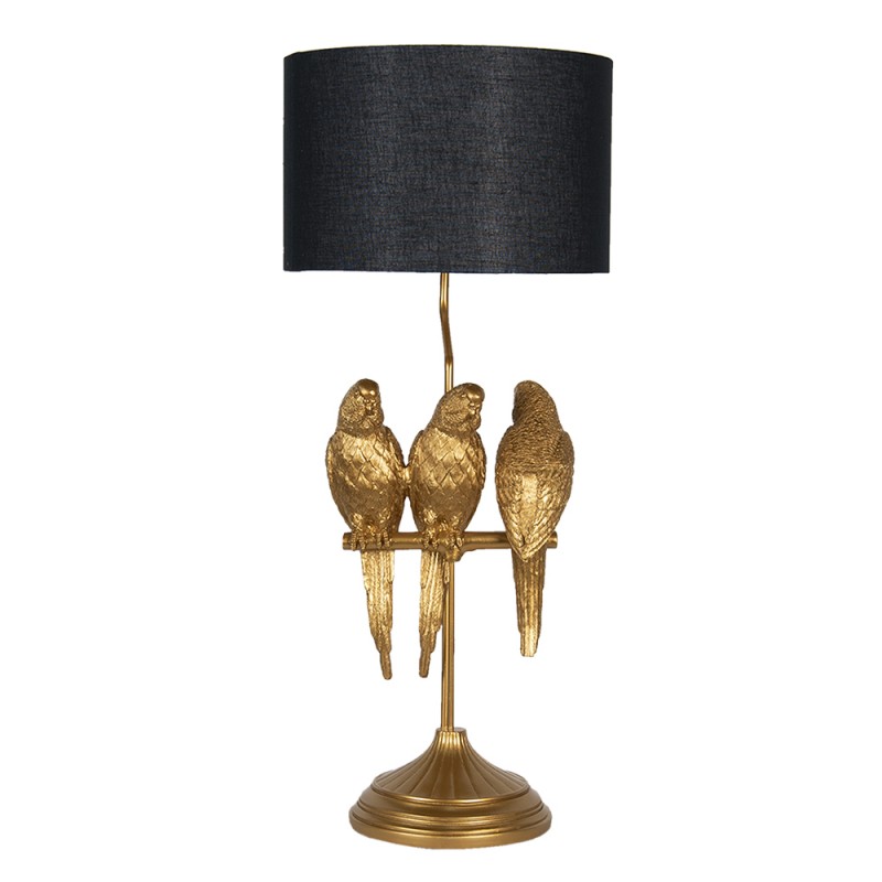 clayre & eef 5LMC0006 Tafellamp Ø 33x79 cm Goudkleurig Kunststof Papegaai Rond Bureaulamp