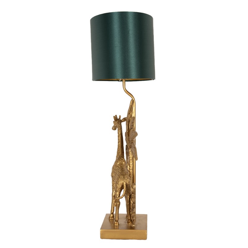 Clayre & Eef 5LMC0023 Tafellamp Giraf 33x20x67 Cm Goudkleurig Groen Polyresin Bureaulamp