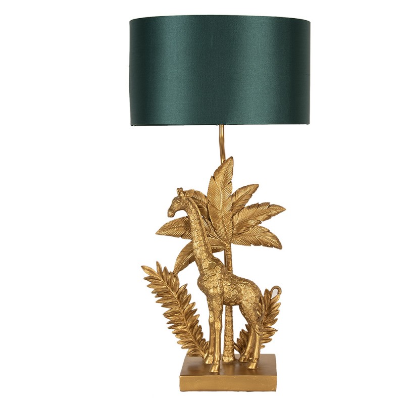 clayre & eef 5LMC0023 Tafellamp Giraf 33x20x67 cm Goudkleurig Groen Polyresin Bureaulamp