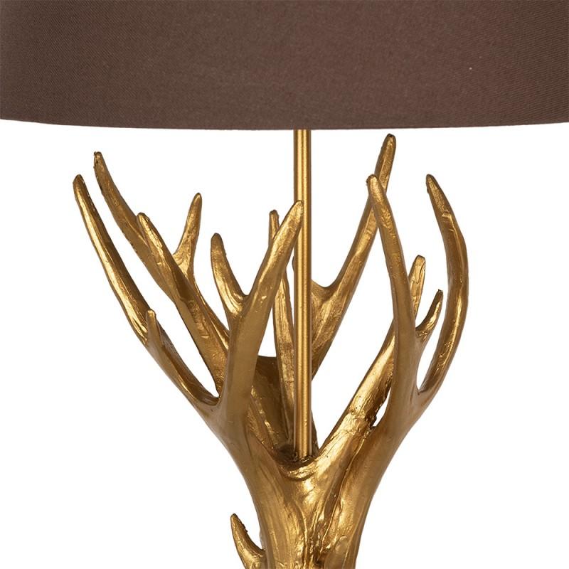 Clayre & Eef 5LMC0024 Tafellamp Ø 35x59 Cm Goudkleurig Bruin Polyresin Bureaulamp