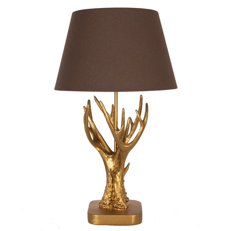 Clayre & Eef 5LMC0024 Tafellamp Ø 35x59 Cm Goudkleurig Bruin Polyresin Bureaulamp