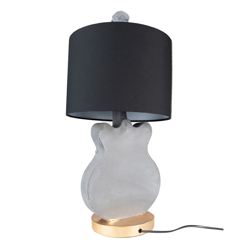 Clayre & Eef 5LMC0026 Tafellamp Gitaar Ø 30x68 Cm Grijs Kunststof Bureaulamp