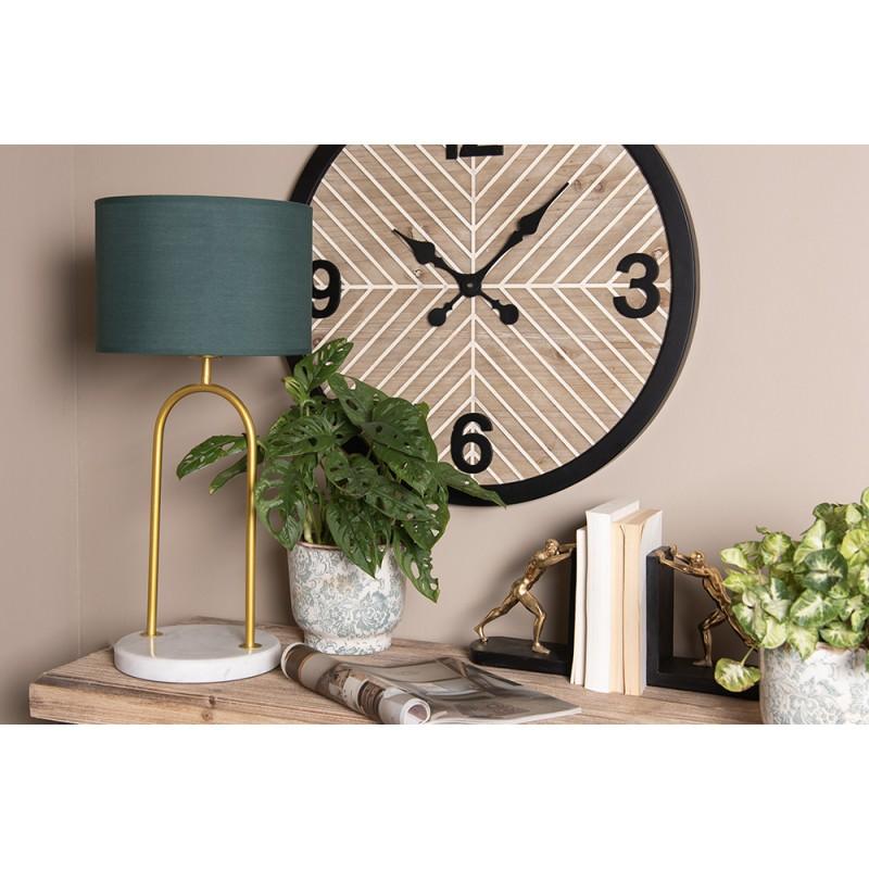 Clayre & Eef 5LMC0028 Bureaulamp Ø 28x62 Cm Groen Goudkleurig IJzer Tafellamp