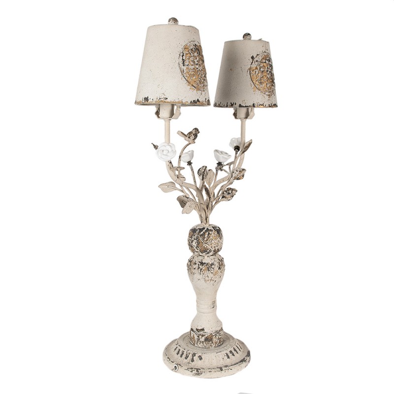 Clayre & Eef 5LMC0030 Tafellamp 39x21x74 Cm Beige Bruin IJzer Bureaulamp