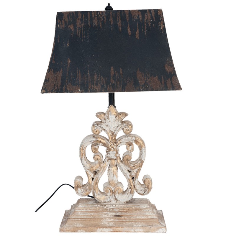 Clayre & Eef 5LMP183 Tafellamp 40x28x67 Cm Wit Hout Rechthoek Bureaulamp