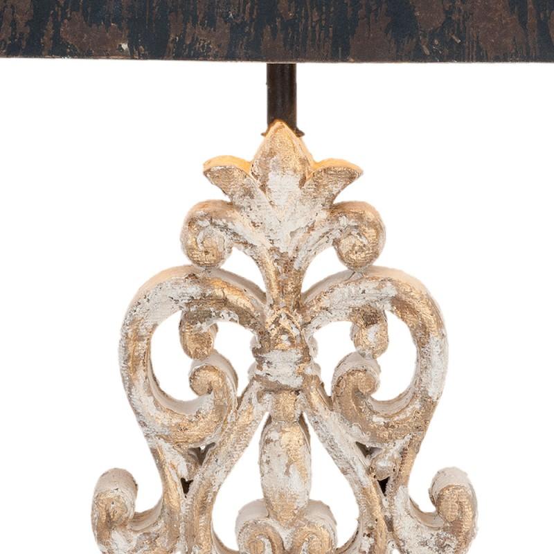 Clayre & Eef 5LMP183 Tafellamp 40x28x67 Cm Wit Hout Rechthoek Bureaulamp