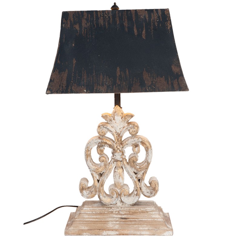 clayre & eef 5LMP183 Tafellamp 40x28x67 cm Wit Hout Rechthoek Bureaulamp