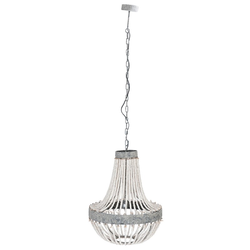 Clayre & Eef 5LMP197 Hanglamp Ø 54x72 Cm Grijs IJzer Hanglamp Eettafel