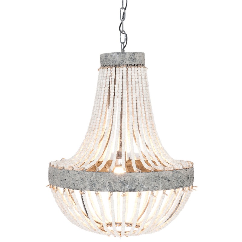 clayre & eef 5LMP197 Hanglamp Ø 54x72 cm Grijs IJzer Hanglamp Eettafel