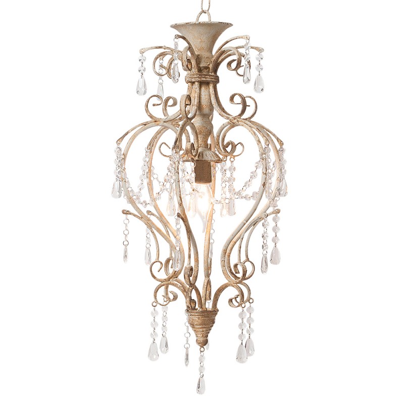 Clayre & Eef 5LMP218 Hanglamp Ø 32x70 Cm Grijs IJzer Hanglamp Eettafel