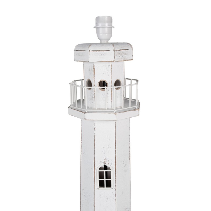 Clayre & Eef 5LMP278W Vloerlamp Vuurtoren 23x23x140 Cm Wit Hout