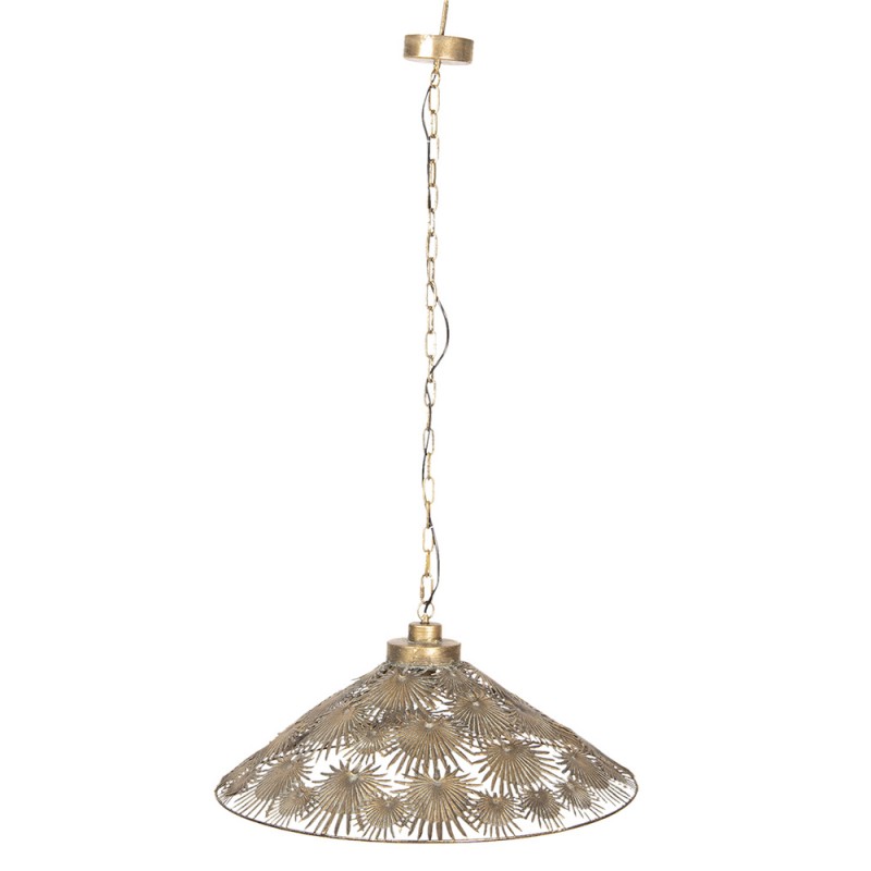 Clayre & Eef 5LMP281 Hanglamp Ø 61x51/156 Cm Goudkleurig IJzer Rond Hanglamp Eettafel
