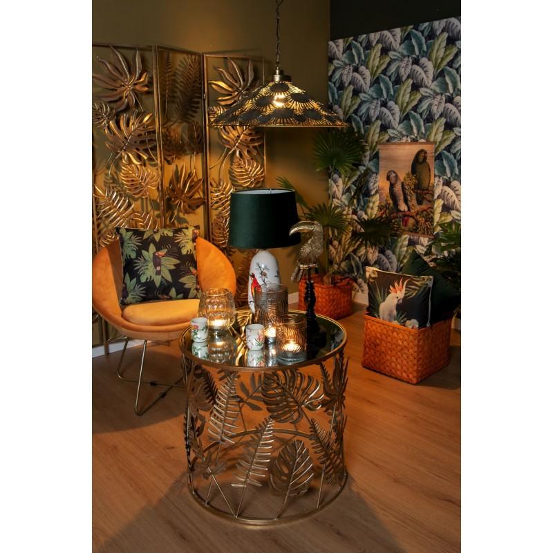 Clayre & Eef 5LMP281 Hanglamp Ø 61x51/156 Cm Goudkleurig IJzer Rond Hanglamp Eettafel