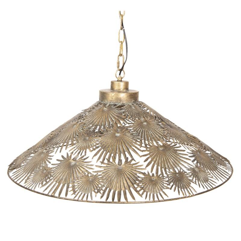 Clayre & Eef 5LMP281 Hanglamp Ø 61x51/156 Cm Goudkleurig IJzer Rond Hanglamp Eettafel