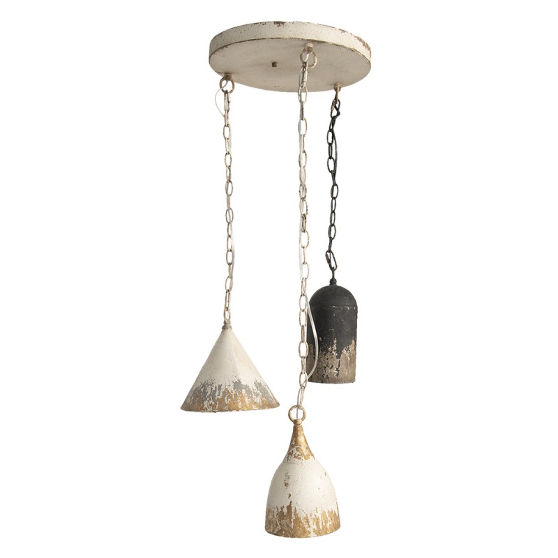 Clayre & Eef 5LMP320 Hanglamp Ø 70x95 Cm Wit IJzer Hanglamp Eettafel